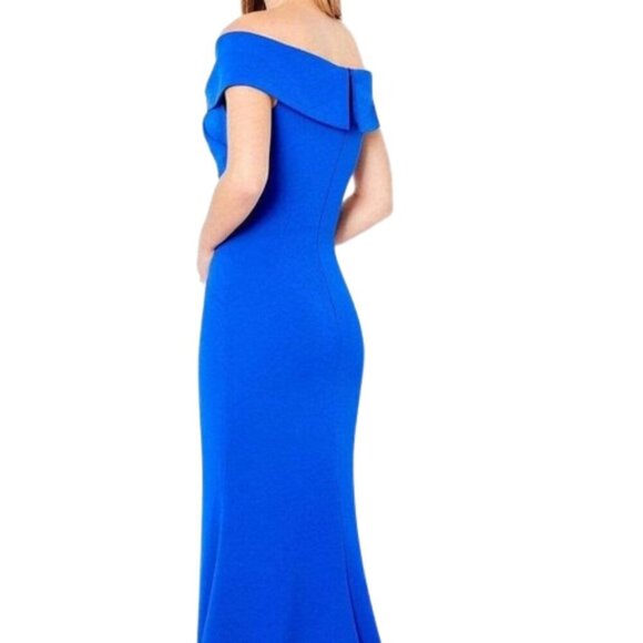 NWT Cameron Blake 221691 Crepe Prom Dress Blue Size 20W - Picture 2 of 7